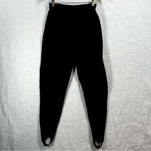 Vintage Liz Sport Velour Stirrup Pants Women’s L Black Pull On 80s Elastic Waist